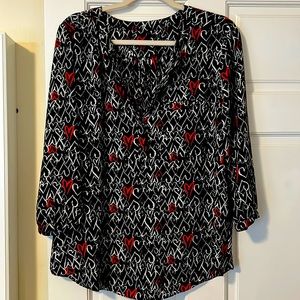 Heart pattern lightweight blouse